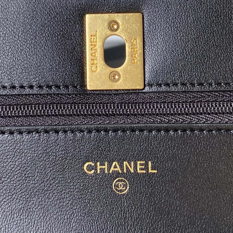 Chanel AP3424 Woc Mini Flap Bag Jehněčí kůže Černá