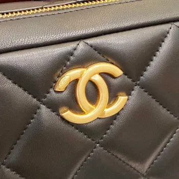 Chanel AS4198 MINI BOWLING BAG Jehněčí kůže a wenge dřevo Černá