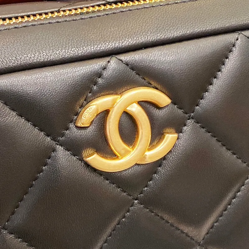 Chanel AS4198 MINI BOWLING BAG Jehněčí kůže a wenge dřevo Černá