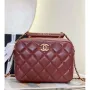 Chanel AS4198 MINI BOWLING BAG Jehněčí kůže a wenge dřevo vínově červená