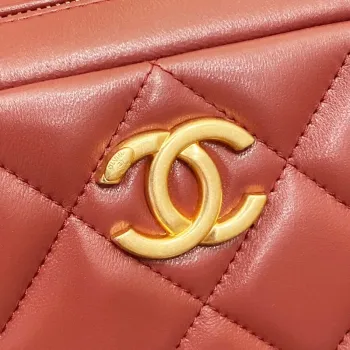 Chanel AS4198 MINI BOWLING BAG Jehněčí kůže a wenge dřevo vínově červená