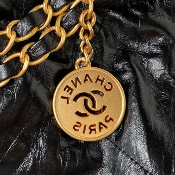 Chanel 22 Malá kabelka AS3260 Memorial Telecí kůže Černá Zlatá