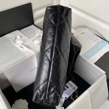 Chanel 22 Malá kabelka AS3260 Memorial Telecí kůže Černá Zlatá