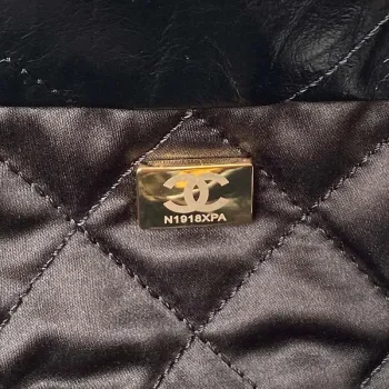 Chanel 22 Malá kabelka AS3260 Memorial Telecí kůže Černá Zlatá