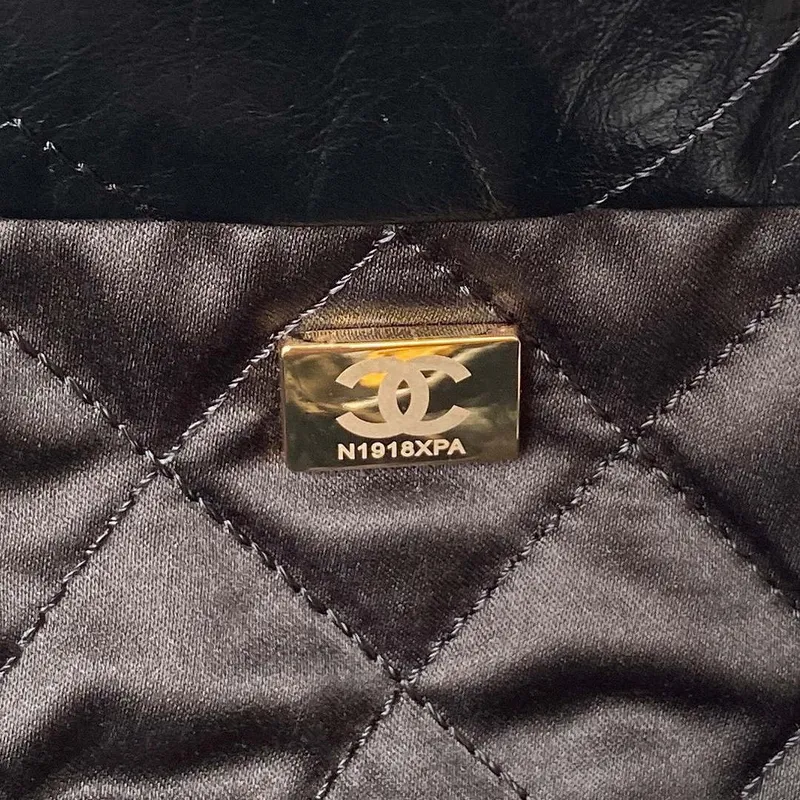 Chanel 22 Malá kabelka AS3260 Memorial Telecí kůže Černá Zlatá