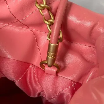 Chanel 22 Mini kabelka AS3980 Lesklá telecí kůže a zlatý kov Růžová
