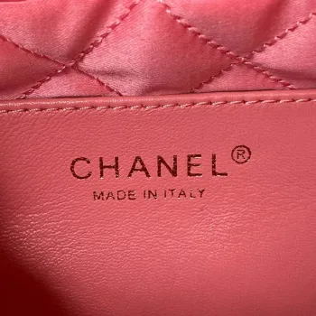 Chanel 22 Mini kabelka AS3980 Lesklá telecí kůže a zlatý kov Růžová
