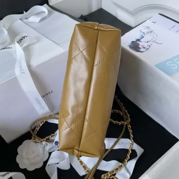 Chanel 22 Mini kabelka AS3980 Lesklá telecí kůže a zlatý kov Marigold