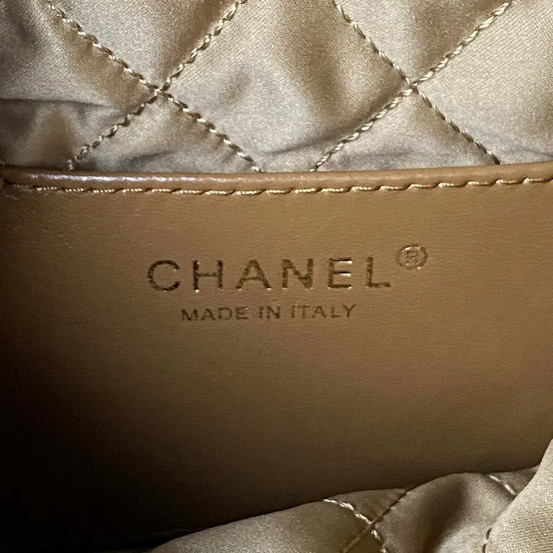 Chanel 22 Mini kabelka AS3980 Lesklá telecí kůže a zlatý kov Marigold