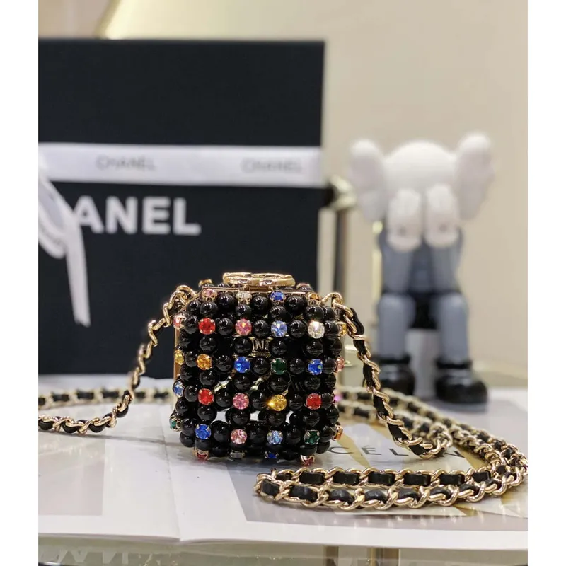 Chanel AS3769 MINI EVENING Taška Imitace perel Černá a vícebarevná