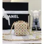Chanel AS3769 MINI EVENING Taška Imitace perel a zlatý kov Bílá a vícebarevná