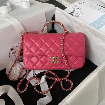 Chanel AS4141 Camellia s reliéfním vzorem a horním uchem, růžově červená