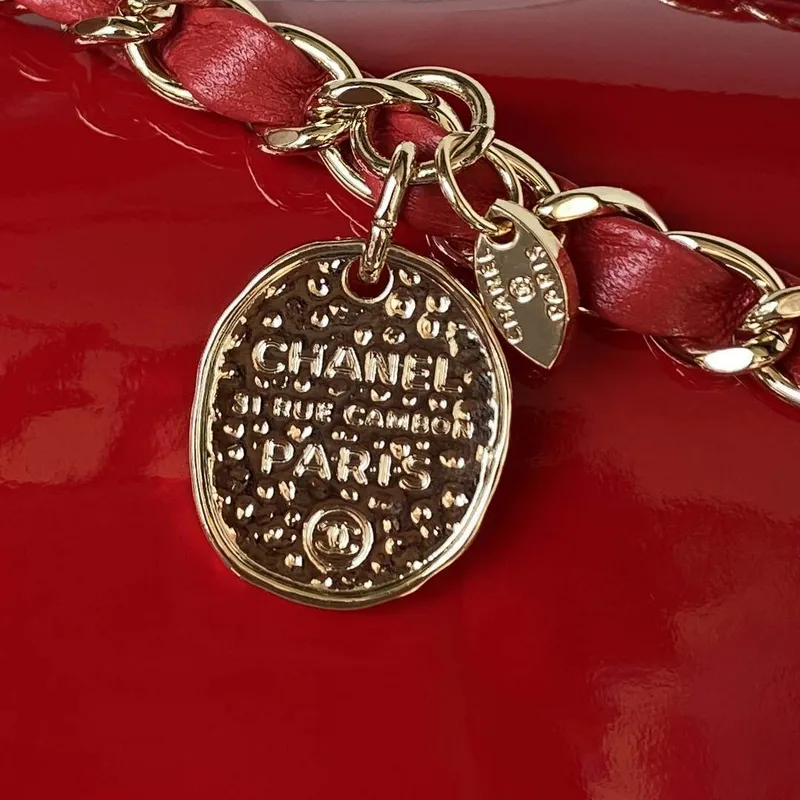 Chanel AS3356 Flap 23FW Lakovaná kůže Camellia Red