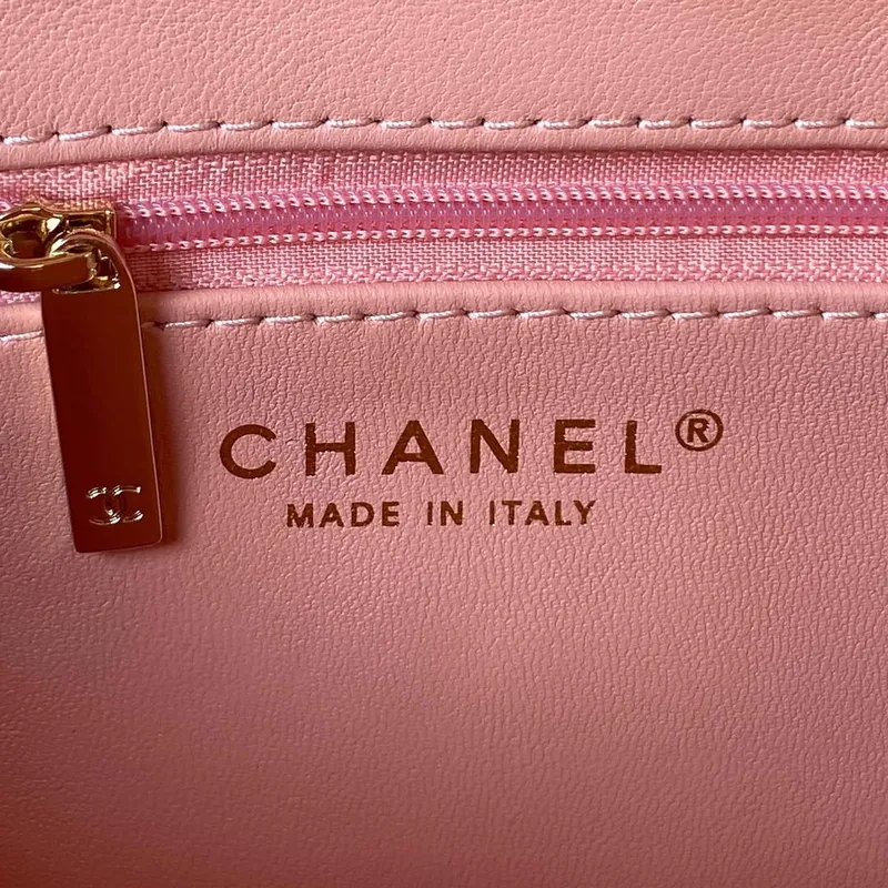 Chanel AS3356 Flap 23FW Lakovaná kůže Camellia Pink