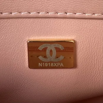 Chanel AS3356 Flap 23FW Lakovaná kůže Camellia Pink