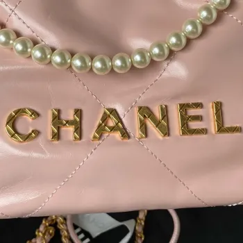 Chanel AS3980 22 Mini kabelka z lesklé telecí kůže a zlatého kovu, růžová