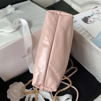 Chanel AS3980 22 Mini kabelka z lesklé telecí kůže a zlatého kovu, růžová