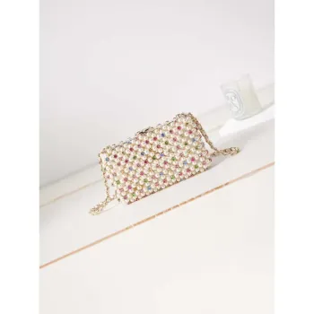 Chanel AS3771 večerní kabelka Imitace perel a zlatý kov Průhledná a vícebarevná