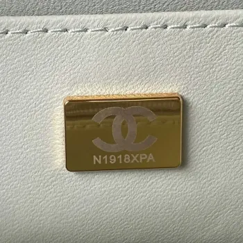 Chanel AS3973 Malá kosmetická taška Taška z jehněčí kůže s horním uchem Světle modrá