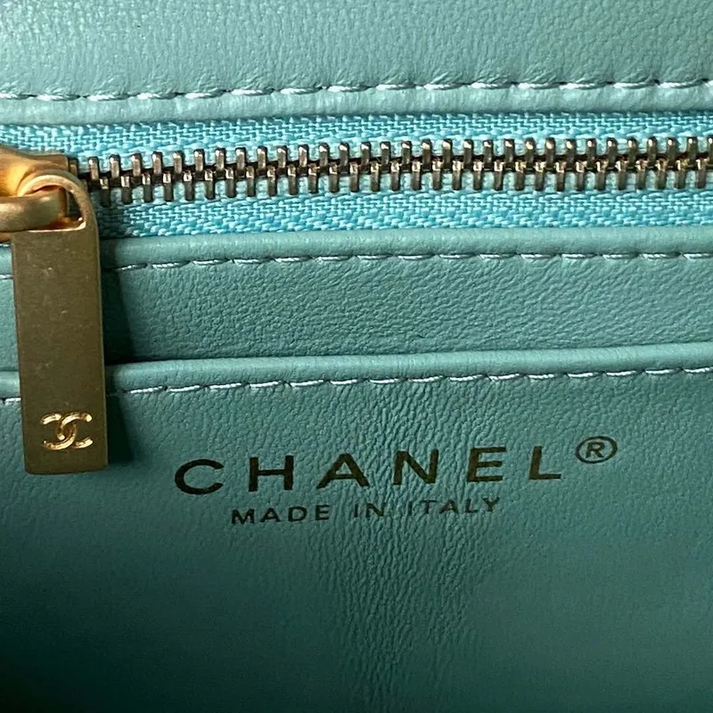 Chanel AS4041 Klasická taška s klopou CF Camellia Jehněčí kůže Lake Blue Gold