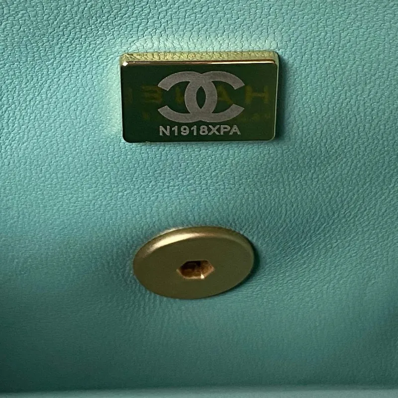 Chanel AS4041 Klasická taška s klopou CF Camellia Jehněčí kůže Lake Blue Gold