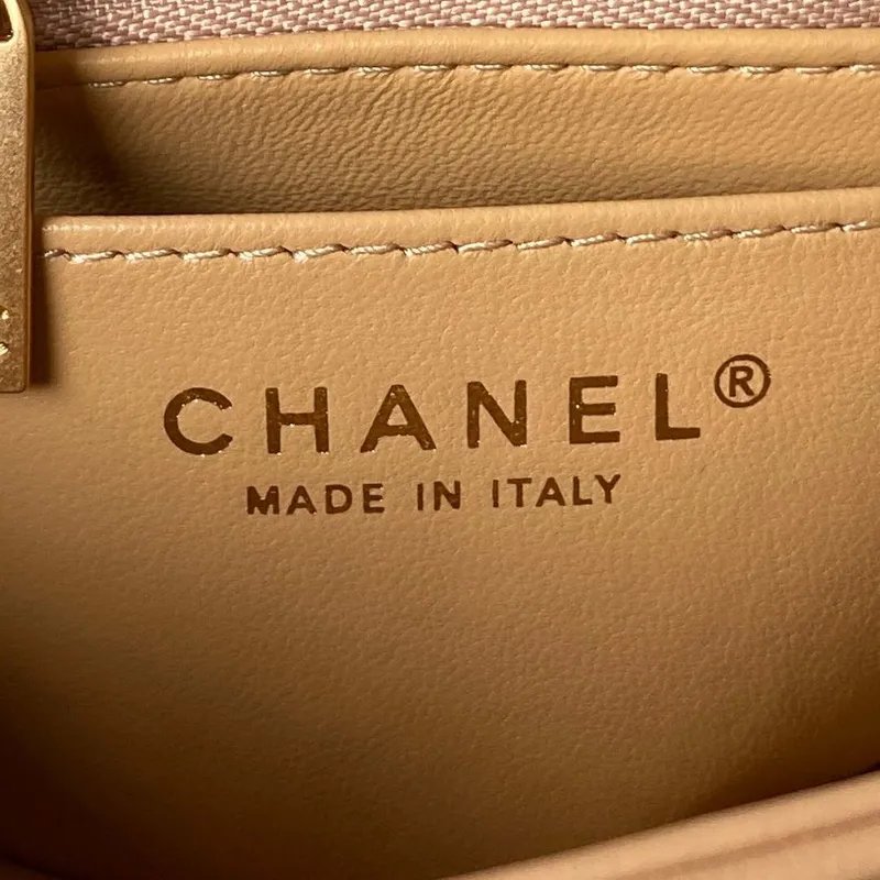 Chanel AS4040 Mini Flap Classic Bag 18 Woc Camellia Lambskin Apricot