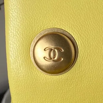 Chanel AS4040 Mini Flap Classic Bag 18 Woc Camellia Lambskin Yellow
