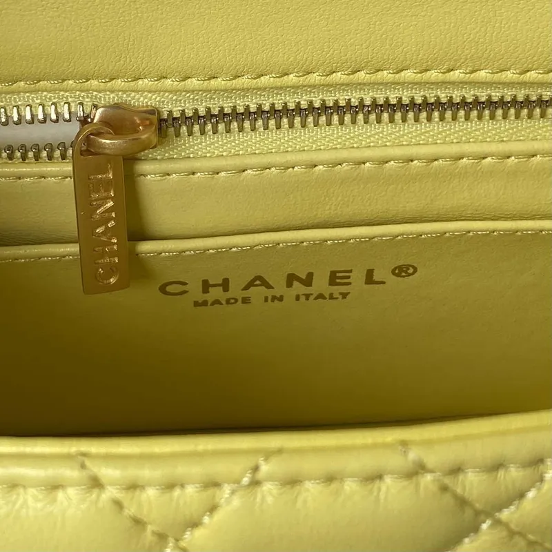 Chanel AS4040 Mini Flap Classic Bag 18 Woc Camellia Lambskin Yellow