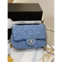 Chanel AS3828 Malá klasická taška s klopou Denim Blue