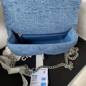 Chanel AS3829 Malá klasická taška s klopou Woc Denim Blue