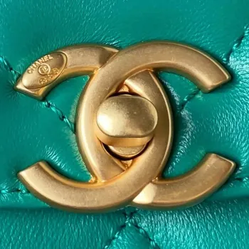 Chanel AS3384 Batoh Řetězová taška jehněčí kůže Zelená