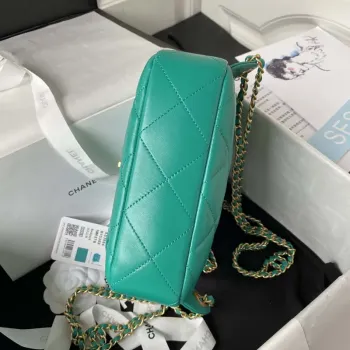 Chanel AS3384 Batoh Řetězová taška jehněčí kůže Zelená