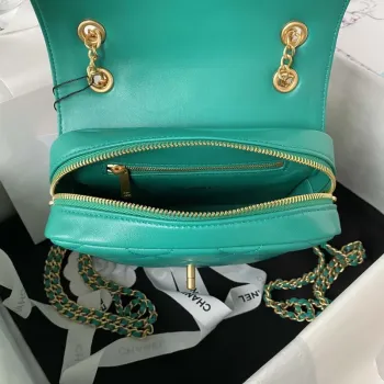 Chanel AS3384 Batoh Řetězová taška jehněčí kůže Zelená