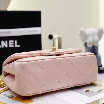 Chanel AS3041 Klasická taška s klopou CF Camellia z jehněčí kůže, růžová a zlatá
