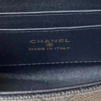 Chanel AP3237 Psaníčko s řetízkem Zrnité lesklé telecí kůže Zlaté S rukojetí Černé