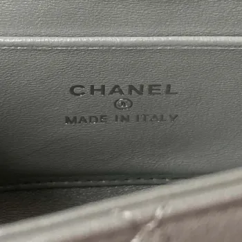 Chanel AP3238 Taška s klopou a řetízkem, šedá jehněčí kůže, zlatá, s uchem