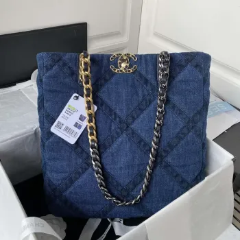 Chanel AS3519 CHANEL 23K nákupní taška v denimově modré barvě