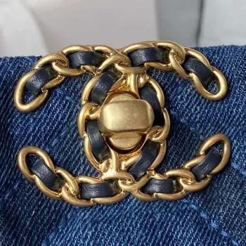 Chanel AS3519 CHANEL 23K nákupní taška v denimově modré barvě