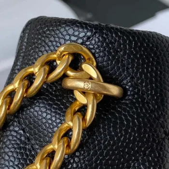 Chanel AS3830 Malá kabelka Hobo Černá telecí kůže Zlatá