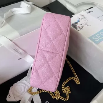 Chanel AS3830 Malá kabelka Hobo z růžové telecí kůže se zlatými detaily