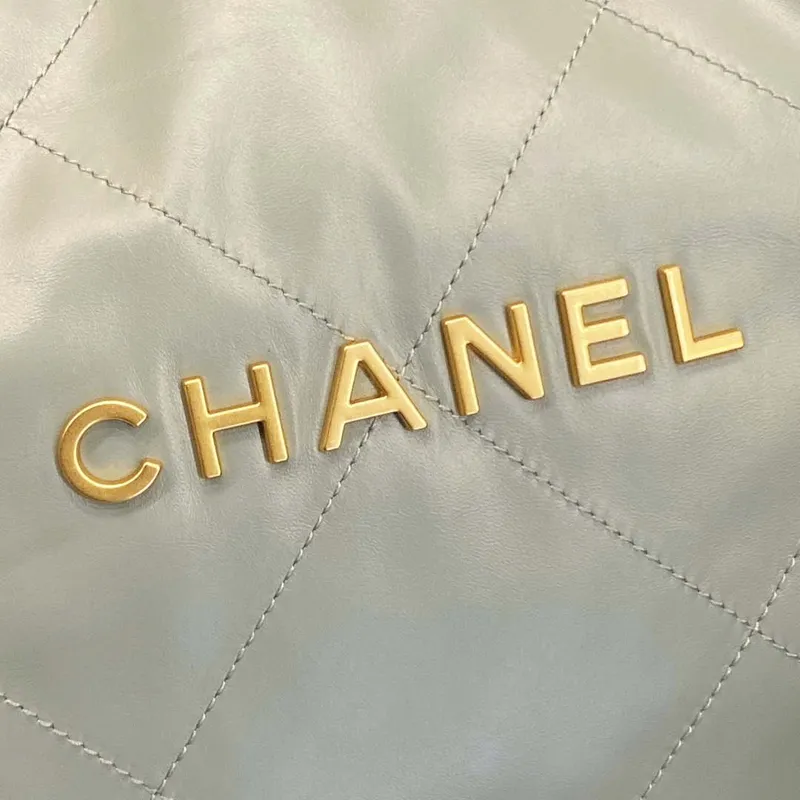 Chanel 22 Kabelka Lesklá telecí kůže AS3261 Světle zelená Zlatá