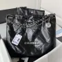 Chanel 22 Kabelka Lesklá telecí kůže Zlatá AS3261 Černá se stříbrným logem