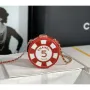 Chanel Ap3704 Psaníčko  s řetízkem Jehněčí kůže Smalt a zlacený kov Červená a bílá