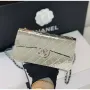 Chanel A8802 VEČERNÍ KABELKA Jehněčí kůže Stříbrná Kovová Stříbrná