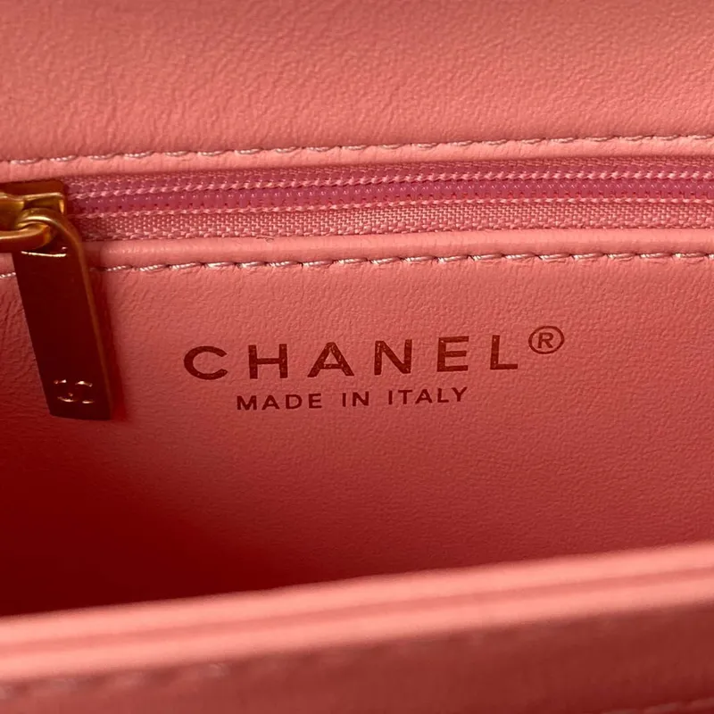 Chanel AS3499 Kabelka s klopou z ovčí kůže, růžová