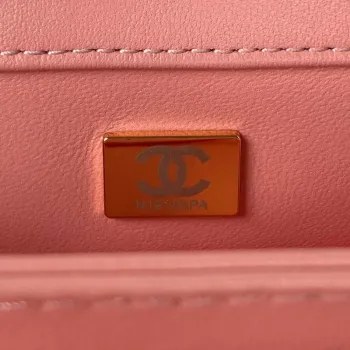 Chanel AS3499 Kabelka s klopou z ovčí kůže, růžová