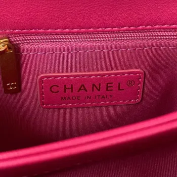 Chanel AS3499 Kabelka s klopou z jehněčí kůže, růžová
