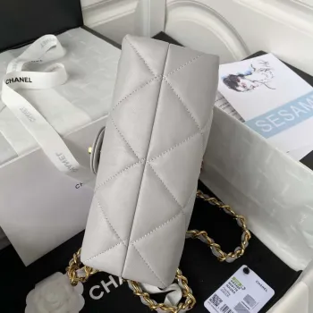 Chanel AS3499 Taška s klopou z jehněčí kůže, šedá