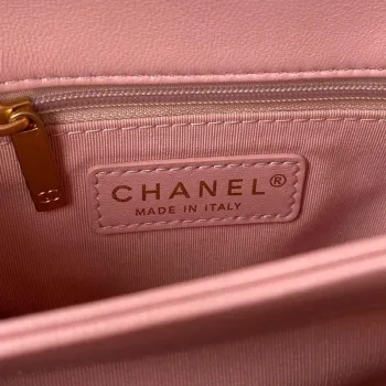 Chanel AS3499 Ružová kabelka z jehněčí kůže s klopou