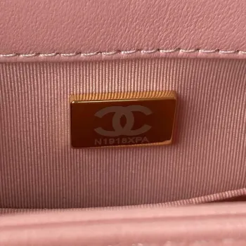 Chanel AS3499 Ružová kabelka z jehněčí kůže s klopou